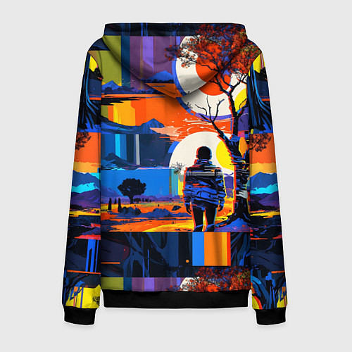 Мужская толстовка на молнии Ночная прогулка абстракция / 3D-Черный – фото 2