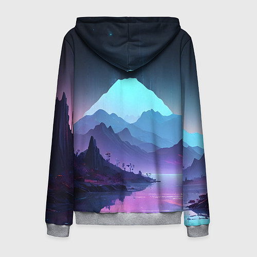 Мужская толстовка на молнии Неоновая гора / 3D-Меланж – фото 2
