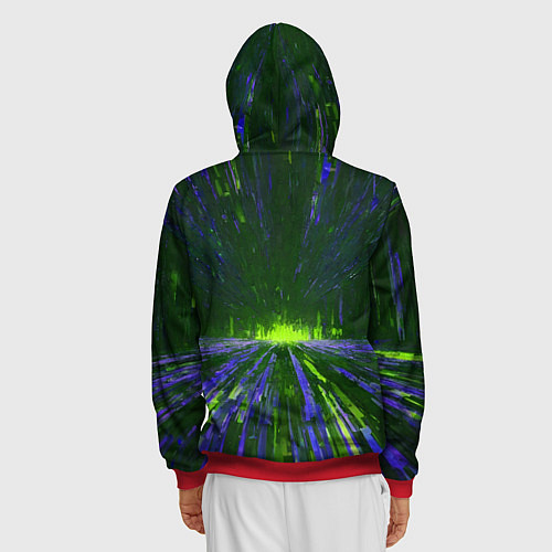 Мужская толстовка на молнии Абстрактный путь в зелёный портал / 3D-Красный – фото 4