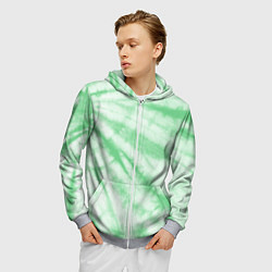 Толстовка 3D на молнии мужская Салатовый тай дай, цвет: 3D-меланж — фото 2