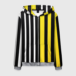 Мужская толстовка на молнии Вертикальные полосы триколор жёлтый