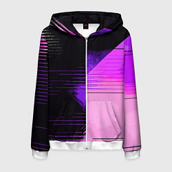 Мужская толстовка на молнии Горизонтальные полосы на чёрно-розовом фоне