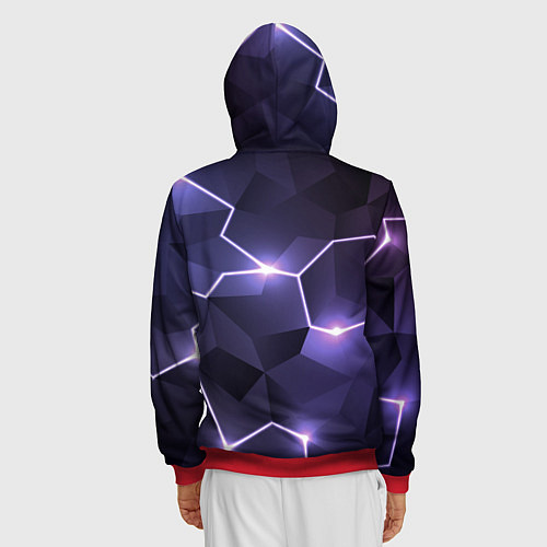 Мужская толстовка на молнии Молниеносная геометрия с подсветкой / 3D-Красный – фото 4