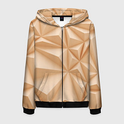 Толстовка 3D на молнии мужская Бежевые полигональные фигуры, цвет: 3D-черный