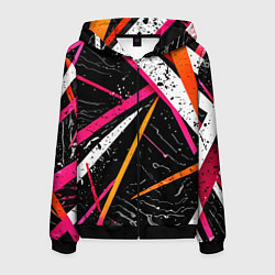 Толстовка 3D на молнии мужская Разноцветные праздничные линии, цвет: 3D-черный