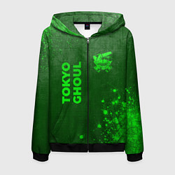 Толстовка 3D на молнии мужская Tokyo Ghoul - green gradient вертикально, цвет: 3D-черный