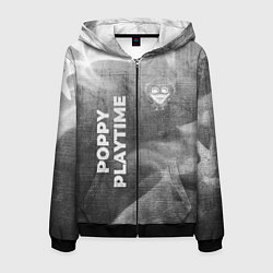 Толстовка 3D на молнии мужская Poppy Playtime - grey gradient вертикально, цвет: 3D-черный