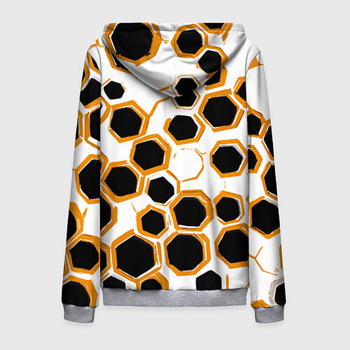 Мужская толстовка на молнии Чёрно-жёлтые шестиугольники на белом фоне / 3D-Меланж – фото 2