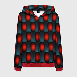 Толстовка 3D на молнии мужская Металлическая решетка паттерн, цвет: 3D-красный