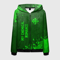 Толстовка 3D на молнии мужская My Chemical Romance - green gradient вертикально, цвет: 3D-черный