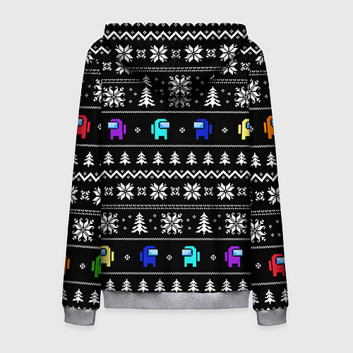 Мужская толстовка на молнии Ornament - Among Us new year / 3D-Меланж – фото 2