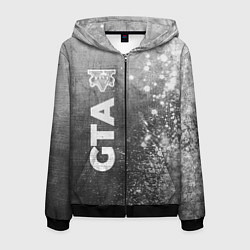 Толстовка 3D на молнии мужская GTA - grey gradient по-вертикали, цвет: 3D-черный