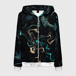 Толстовка 3D на молнии мужская Безумие волн, цвет: 3D-белый