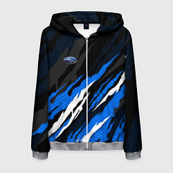 Толстовка 3D на молнии мужская Субару - черно-синий, цвет: 3D-меланж