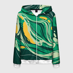 Мужская толстовка на молнии Абстрактные полосы в зелёных тонах