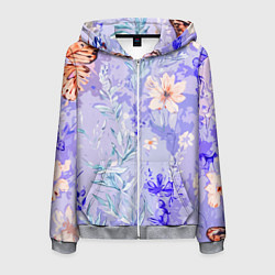 Мужская толстовка на молнии Растения на розовом фоне