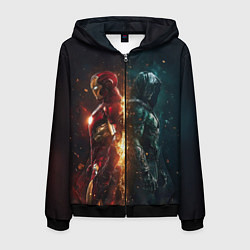 Толстовка 3D на молнии мужская Железный Человек - Доктор Дум, цвет: 3D-черный