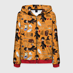 Толстовка 3D на молнии мужская Гарри Поттер паттерн, цвет: 3D-красный