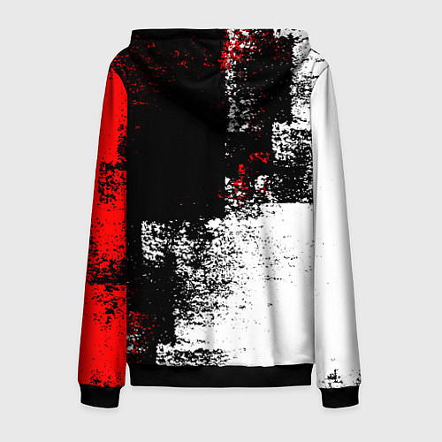 Мужская толстовка на молнии Arctic Monkeys - Красные и белые помехи / 3D-Черный – фото 2