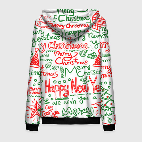 Мужская толстовка на молнии Новогодняя атмосфера merry christmas / 3D-Черный – фото 2