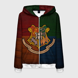 Толстовка 3D на молнии мужская Hogwarts emblem, цвет: 3D-белый