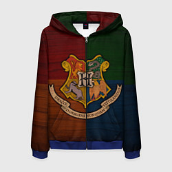 Толстовка 3D на молнии мужская Hogwarts emblem, цвет: 3D-синий