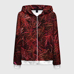 Мужская толстовка на молнии Красная трава на чёрном фоне