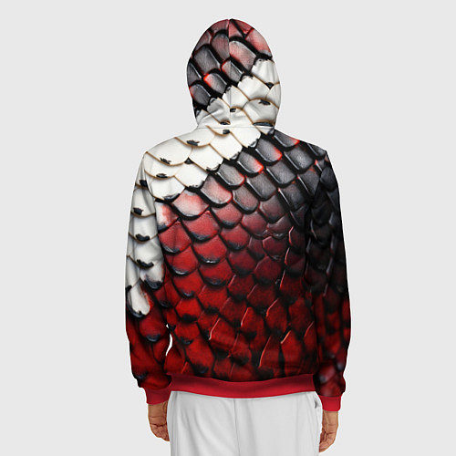 Мужская толстовка на молнии Змеиная броня / 3D-Красный – фото 4