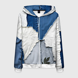 Мужская толстовка на молнии Сине-белый пэчворк
