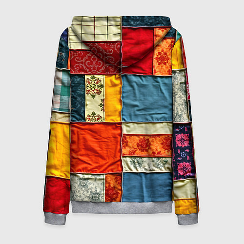 Мужская толстовка на молнии Пэчворк из ярких тканей / 3D-Меланж – фото 2