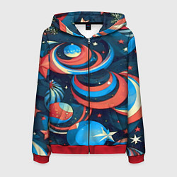 Мужская толстовка на молнии Абстракция ёлочных игрушек