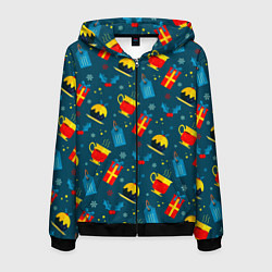 Мужская толстовка на молнии Новогодний сладкий паттерн