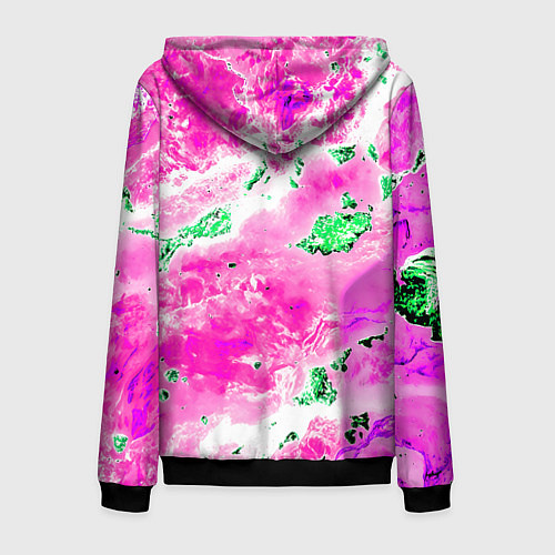 Мужская толстовка на молнии Розово-зелёная абстракция / 3D-Черный – фото 2