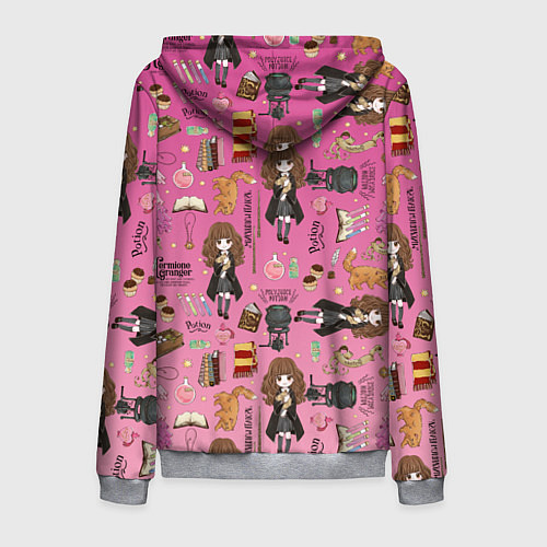 Мужская толстовка на молнии Паттерн с Гермионой из Гарри Поттер / 3D-Меланж – фото 2