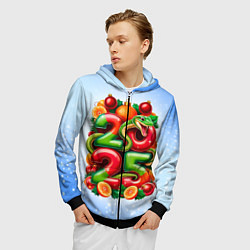 Толстовка 3D на молнии мужская Змеи к нам приходят 2025, цвет: 3D-черный — фото 2