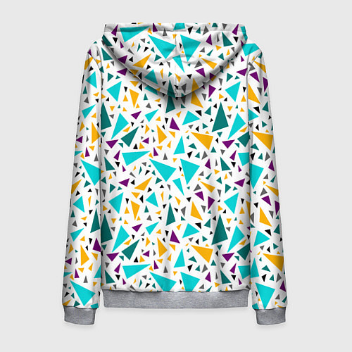 Мужская толстовка на молнии Бирюзовые желтые треугольники на белом / 3D-Меланж – фото 2