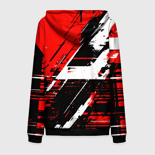 Мужская толстовка на молнии Diagonal black and white stripes on a red backgrou / 3D-Черный – фото 2