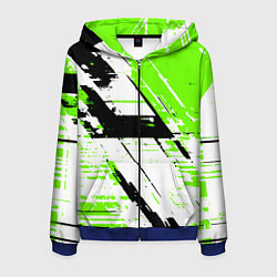 Мужская толстовка на молнии Diagonal black and green stripes on a white backgr