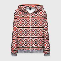 Толстовка 3D на молнии мужская Этническая вышивка, цвет: 3D-меланж