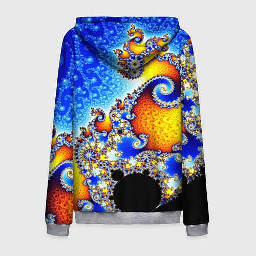 Мужская толстовка на молнии Фрактальный узор текстура синий / 3D-Меланж – фото 2