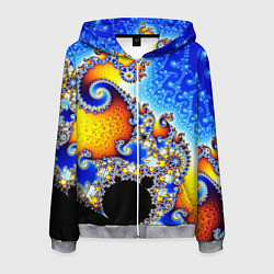 Мужская толстовка на молнии Фрактальный узор текстура синий