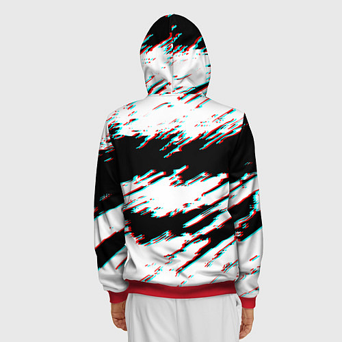 Мужская толстовка на молнии Nasa glitch color / 3D-Красный – фото 4