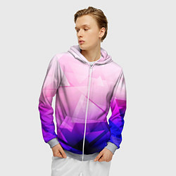 Толстовка 3D на молнии мужская Неоновая геометрия осколки, цвет: 3D-меланж — фото 2