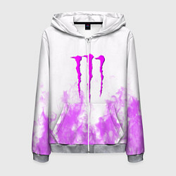 Толстовка 3D на молнии мужская Monster energy neon flame, цвет: 3D-меланж