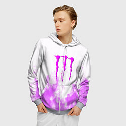 Толстовка 3D на молнии мужская Monster energy neon flame, цвет: 3D-меланж — фото 2