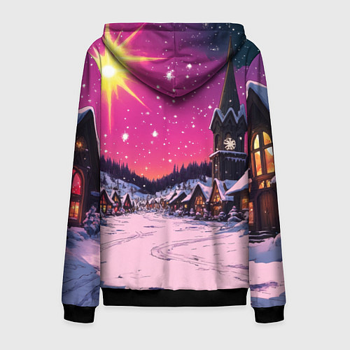 Мужская толстовка на молнии Закат рождества / 3D-Черный – фото 2