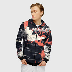 Толстовка 3D на молнии мужская Паттерн с деревьями в японском стиле - нейросеть, цвет: 3D-черный — фото 2