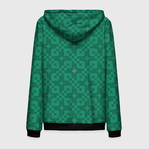 Мужская толстовка на молнии Абстрактный зеленый узор / 3D-Черный – фото 2