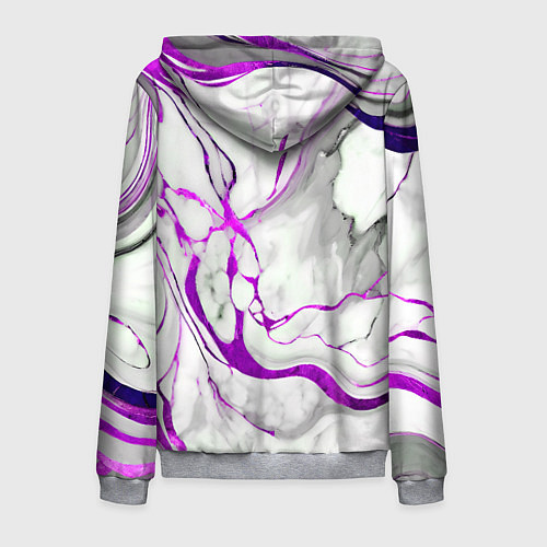 Мужская толстовка на молнии Фиолетово-белый мрамор / 3D-Меланж – фото 2