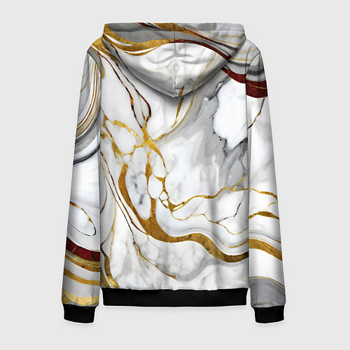 Мужская толстовка на молнии Жёлто-белый мрамор / 3D-Черный – фото 2